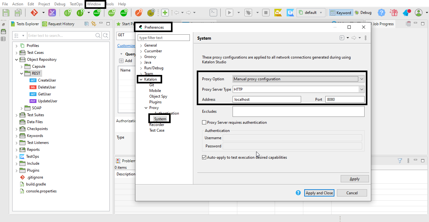 Manual Proxy Config In Katalon