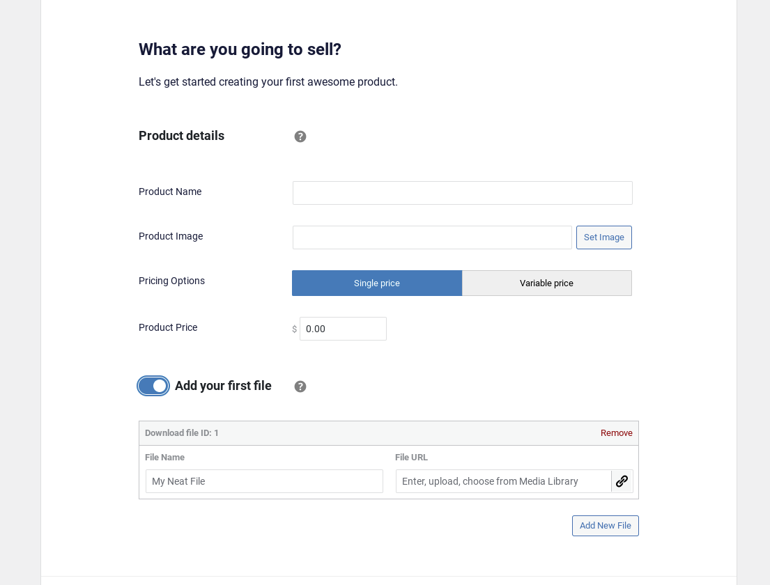 Adding digital product in EDD 3.1.1 onboarding wizard.